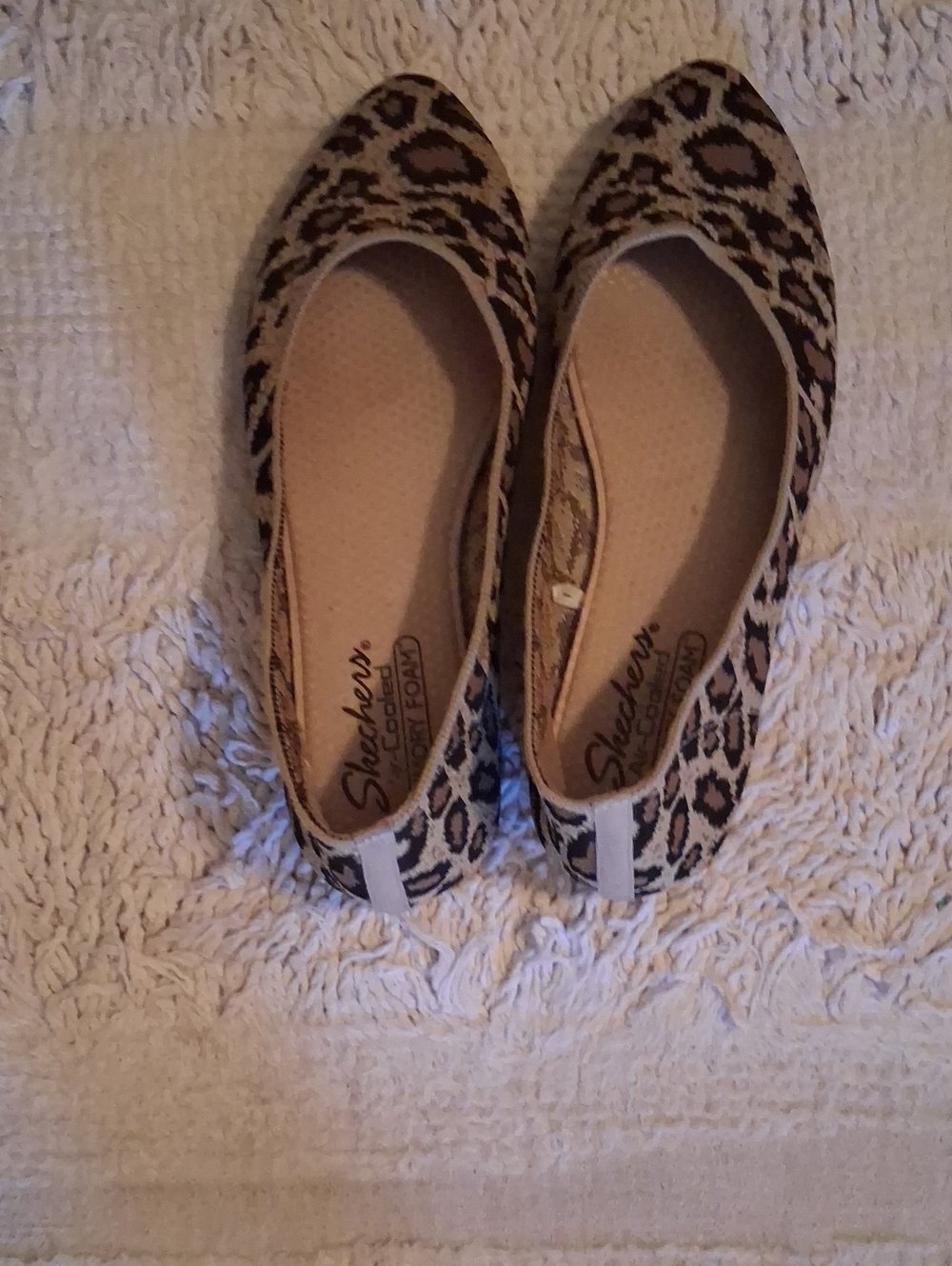 Skechers Women’s Leopard Print Slip-On Ballet Flats - Tan/Black